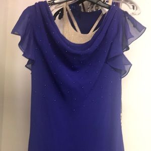 Dressbarn Collection Blue Formal Midi Dress - Size 14